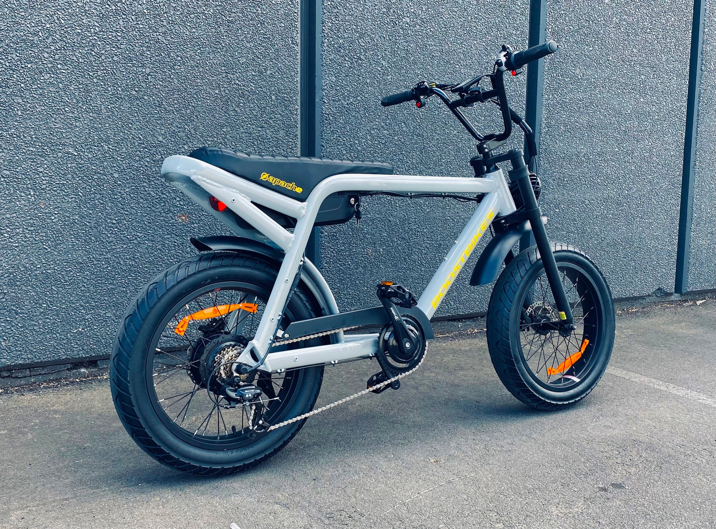 Apache, Modern yet retro 20" fat tyre ebike with performance and packed with features in true SUPER 73 style from Boostbikes.